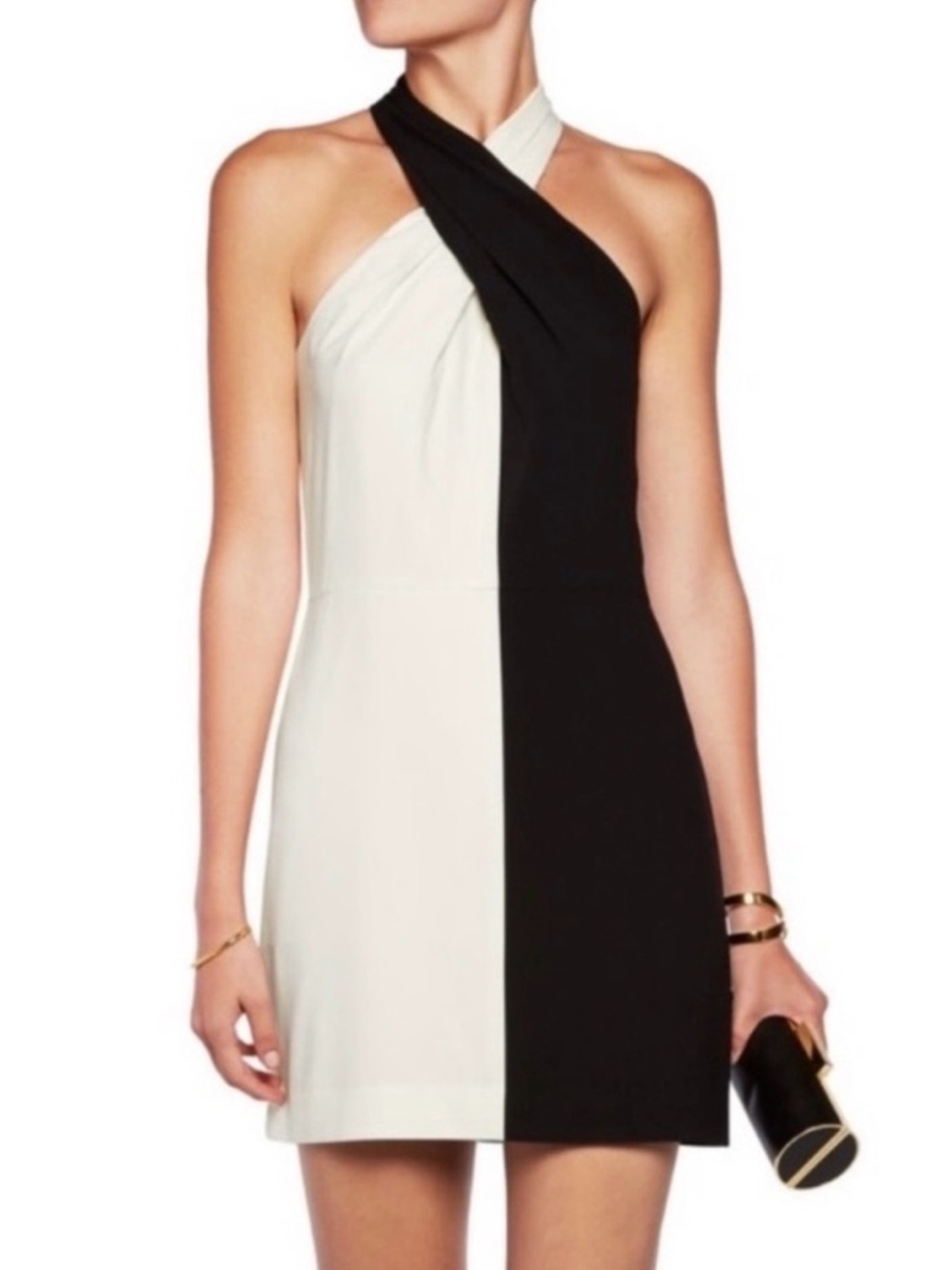 HALSTON HERITAGE COLORBLOCK MINI DRESS